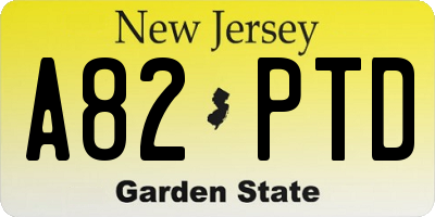 NJ license plate A82PTD