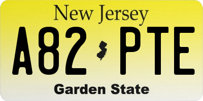 NJ license plate A82PTE