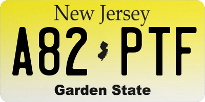 NJ license plate A82PTF