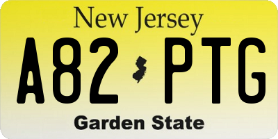 NJ license plate A82PTG