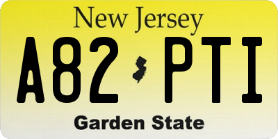 NJ license plate A82PTI