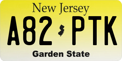 NJ license plate A82PTK