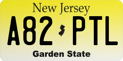 NJ license plate A82PTL