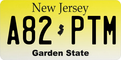 NJ license plate A82PTM