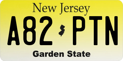 NJ license plate A82PTN