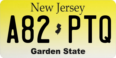 NJ license plate A82PTQ