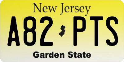 NJ license plate A82PTS