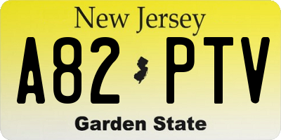 NJ license plate A82PTV