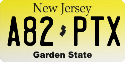 NJ license plate A82PTX