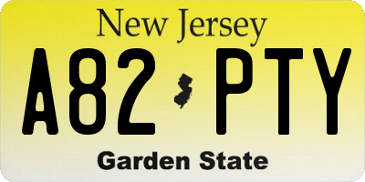 NJ license plate A82PTY