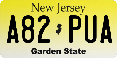NJ license plate A82PUA