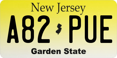 NJ license plate A82PUE