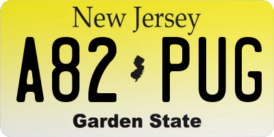 NJ license plate A82PUG