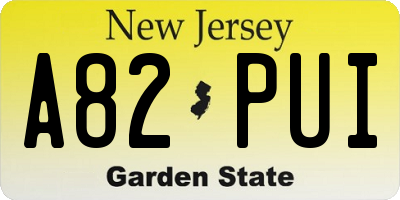 NJ license plate A82PUI