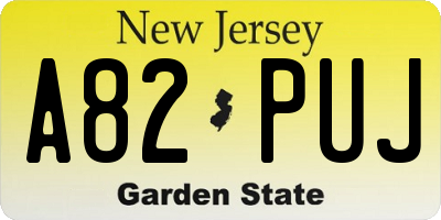 NJ license plate A82PUJ