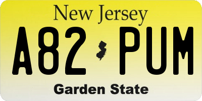 NJ license plate A82PUM
