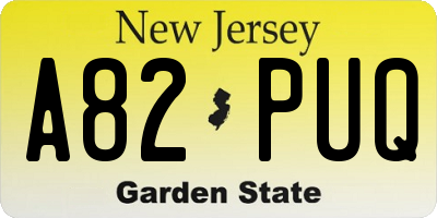NJ license plate A82PUQ