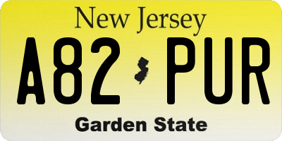 NJ license plate A82PUR