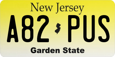 NJ license plate A82PUS