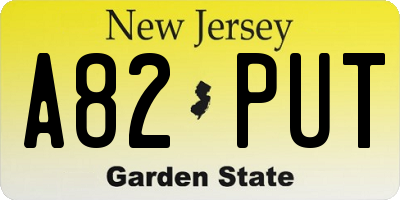NJ license plate A82PUT