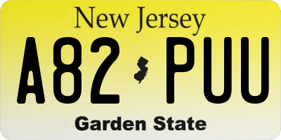 NJ license plate A82PUU