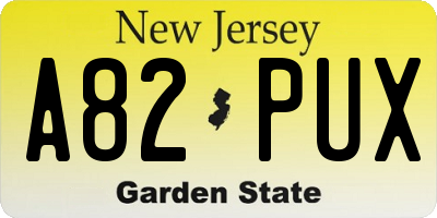 NJ license plate A82PUX