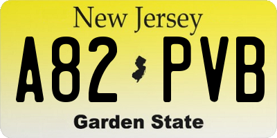 NJ license plate A82PVB