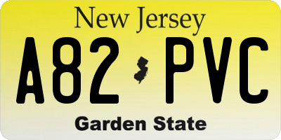 NJ license plate A82PVC