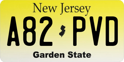 NJ license plate A82PVD