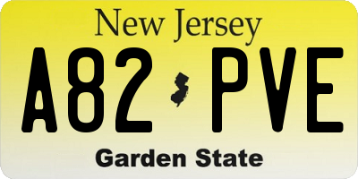 NJ license plate A82PVE