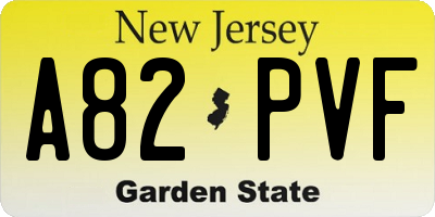 NJ license plate A82PVF