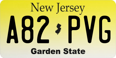 NJ license plate A82PVG