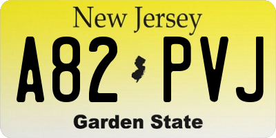 NJ license plate A82PVJ