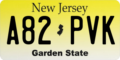 NJ license plate A82PVK