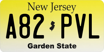 NJ license plate A82PVL