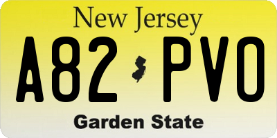 NJ license plate A82PVO