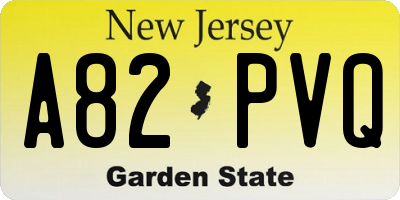 NJ license plate A82PVQ