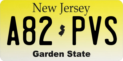 NJ license plate A82PVS