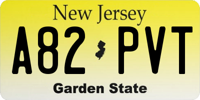 NJ license plate A82PVT