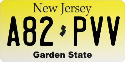 NJ license plate A82PVV