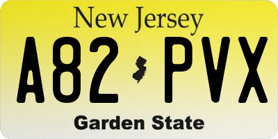 NJ license plate A82PVX