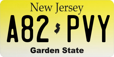 NJ license plate A82PVY
