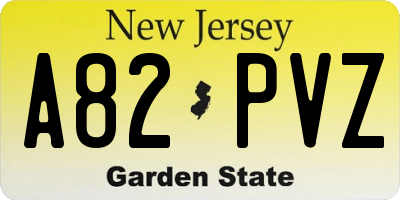 NJ license plate A82PVZ