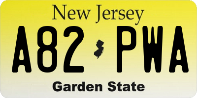 NJ license plate A82PWA