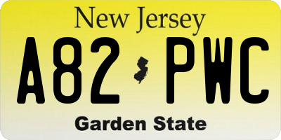 NJ license plate A82PWC