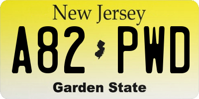 NJ license plate A82PWD