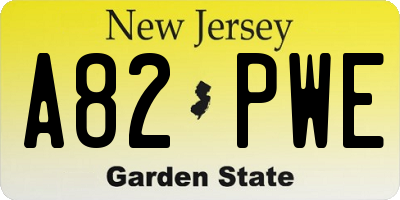 NJ license plate A82PWE