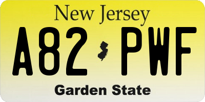 NJ license plate A82PWF