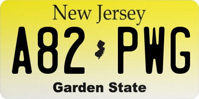 NJ license plate A82PWG