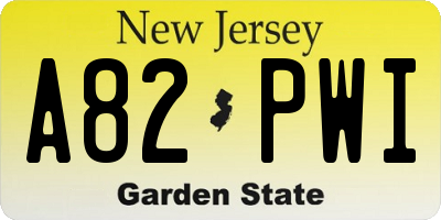 NJ license plate A82PWI